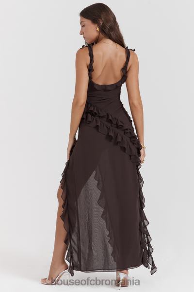 îmbrăcăminte House of CB rochie maxi cu volane ariela espresso X4F68155