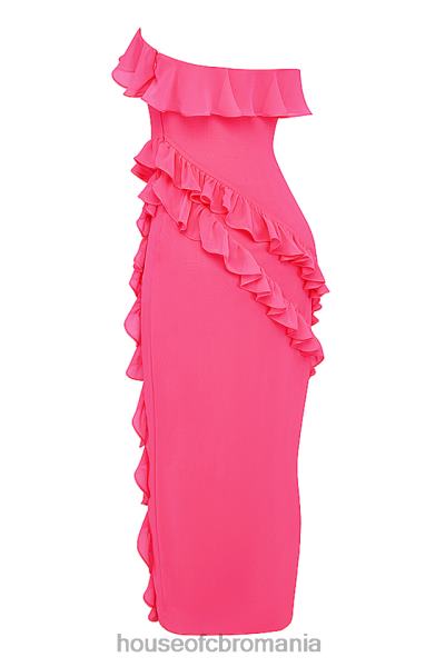 îmbrăcăminte House of CB rochie maxi cu volane fucsia sarina X4F68189