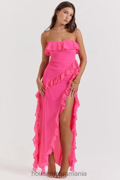 îmbrăcăminte House of CB rochie maxi cu volane fucsia sarina X4F68189