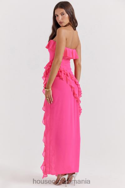 îmbrăcăminte House of CB rochie maxi cu volane fucsia sarina X4F68189