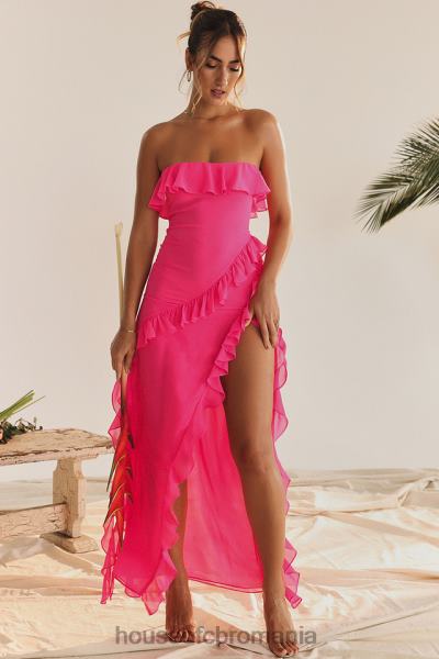 îmbrăcăminte House of CB rochie maxi cu volane fucsia sarina X4F68189