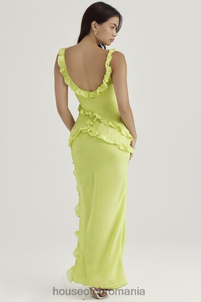 îmbrăcăminte House of CB rochie maxi cu volane pixie lime X4F68414