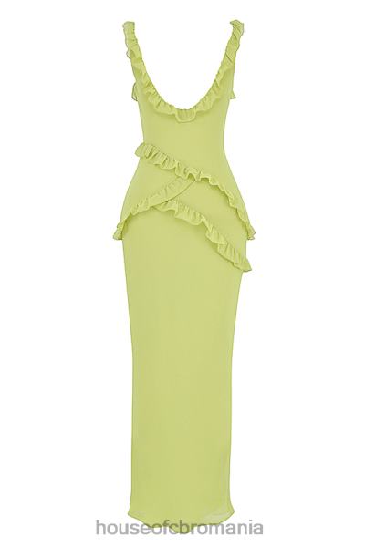 îmbrăcăminte House of CB rochie maxi cu volane pixie lime X4F68414