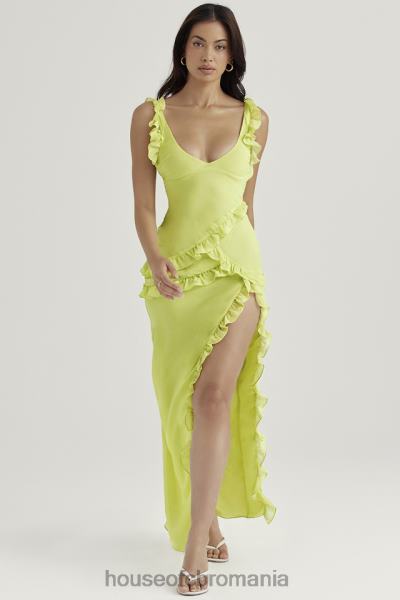 îmbrăcăminte House of CB rochie maxi cu volane pixie lime X4F68414