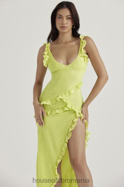 îmbrăcăminte House of CB rochie maxi cu volane pixie lime X4F68414