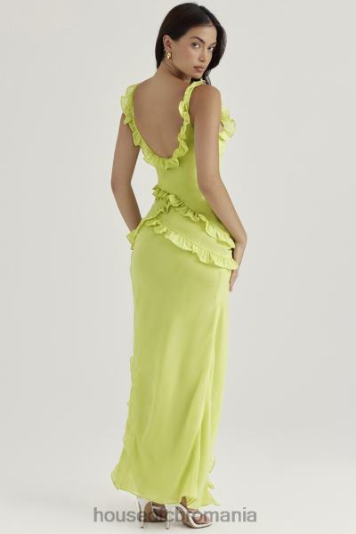 îmbrăcăminte House of CB rochie maxi cu volane pixie lime X4F68414