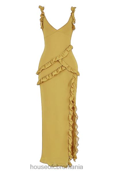 îmbrăcăminte House of CB rochie maxi cu volane pixie olive X4F68452