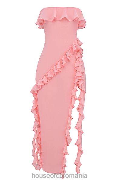 îmbrăcăminte House of CB rochie maxi cu volane sarina caise X4F68234