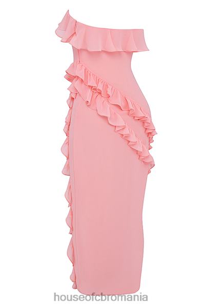 îmbrăcăminte House of CB rochie maxi cu volane sarina caise X4F68234