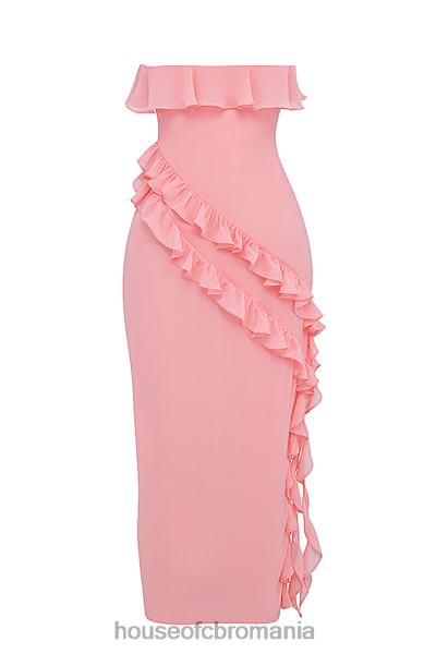 îmbrăcăminte House of CB rochie maxi cu volane sarina caise X4F68234