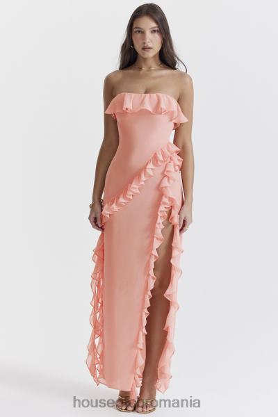 îmbrăcăminte House of CB rochie maxi cu volane sarina caise X4F68234