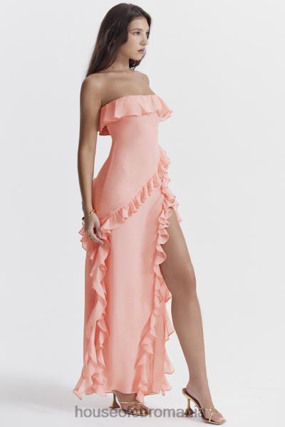 îmbrăcăminte House of CB rochie maxi cu volane sarina caise X4F68234