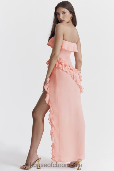 îmbrăcăminte House of CB rochie maxi cu volane sarina caise X4F68234