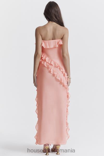 îmbrăcăminte House of CB rochie maxi cu volane sarina caise X4F68234