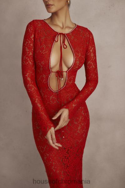 îmbrăcăminte House of CB rochie maxi din dantela rosie lisandra X4F68340