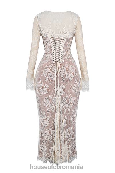 îmbrăcăminte House of CB rochie maxi din dantela vintage artemis crem X4F68133