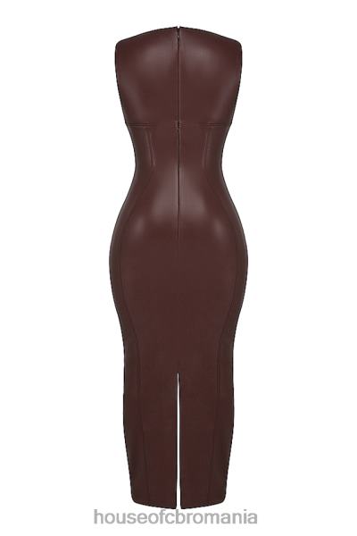 îmbrăcăminte House of CB rochie maxi din piele vegana cacao sahara X4F68122