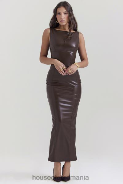 îmbrăcăminte House of CB rochie maxi din piele vegana cacao sahara X4F68122