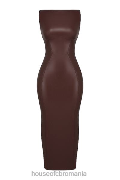 îmbrăcăminte House of CB rochie maxi din piele vegana cacao sahara X4F68122