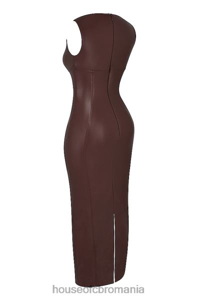 îmbrăcăminte House of CB rochie maxi din piele vegana cacao sahara X4F68122