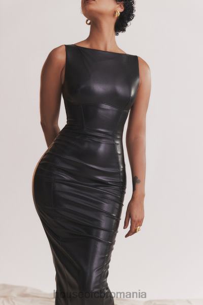 îmbrăcăminte House of CB rochie maxi din piele vegana neagra sahara X4F68166