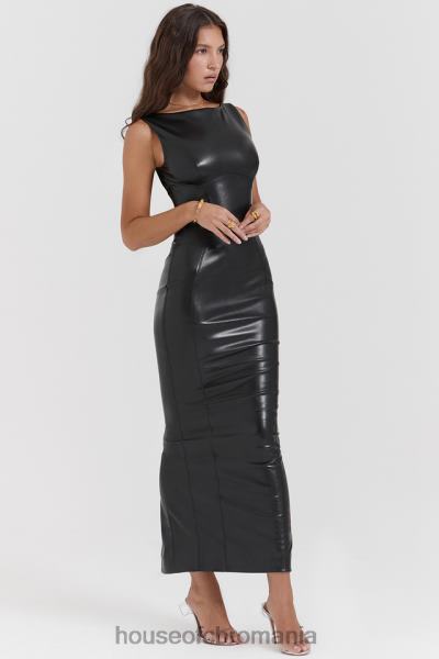 îmbrăcăminte House of CB rochie maxi din piele vegana neagra sahara X4F68166