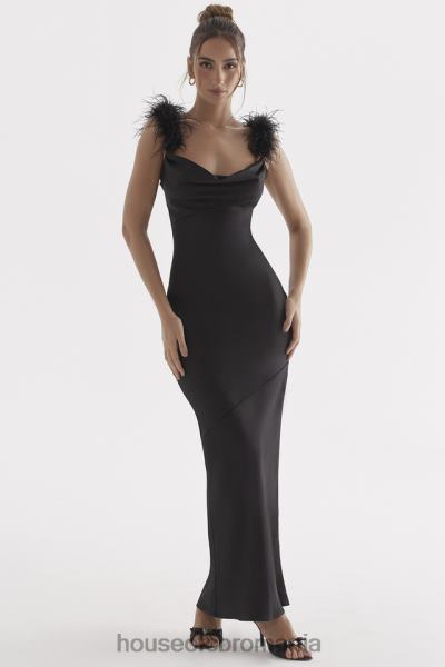 îmbrăcăminte House of CB rochie maxi din satin negru tabitha X4F68299