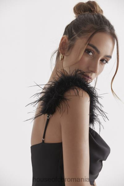 îmbrăcăminte House of CB rochie maxi din satin negru tabitha X4F68299