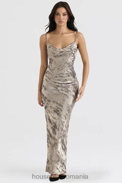 îmbrăcăminte House of CB rochie maxi din satin pewter gabrielle X4F68360