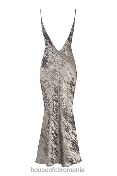 îmbrăcăminte House of CB rochie maxi din satin pewter gabrielle X4F68360