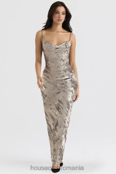 îmbrăcăminte House of CB rochie maxi din satin pewter gabrielle X4F68360