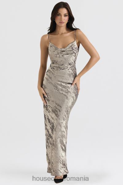 îmbrăcăminte House of CB rochie maxi din satin pewter gabrielle X4F68360