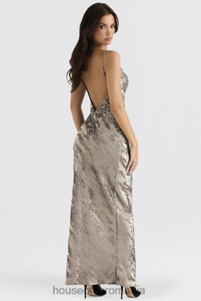 îmbrăcăminte House of CB rochie maxi din satin pewter gabrielle X4F68360