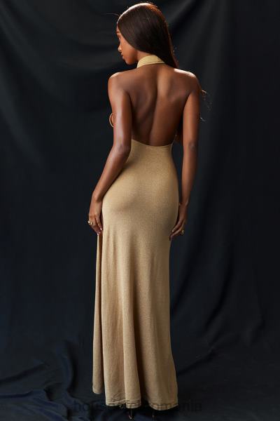 îmbrăcăminte House of CB rochie maxi din tricot auriu selia X4F68113