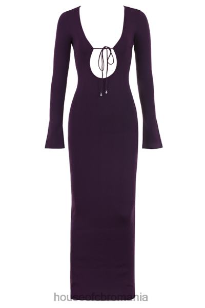 îmbrăcăminte House of CB rochie maxi din tricot cu nervuri keana grape X4F68318