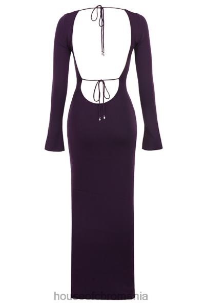 îmbrăcăminte House of CB rochie maxi din tricot cu nervuri keana grape X4F68318