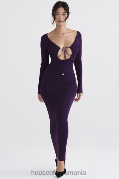 îmbrăcăminte House of CB rochie maxi din tricot cu nervuri keana grape X4F68318