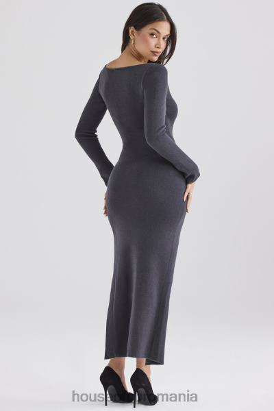 îmbrăcăminte House of CB rochie maxi din tricot de cașmir, cărbune, tolani X4F68313