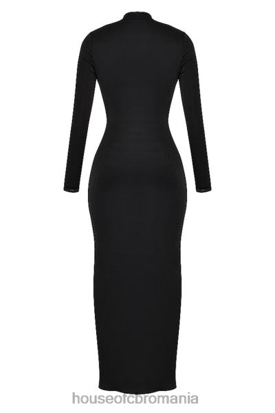 îmbrăcăminte House of CB rochie maxi drapată neagră saskia X4F68274