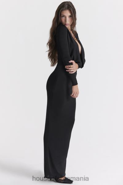 îmbrăcăminte House of CB rochie maxi drapată neagră saskia X4F68274