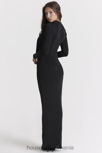 îmbrăcăminte House of CB rochie maxi drapată neagră saskia X4F68274