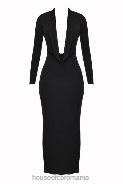 îmbrăcăminte House of CB rochie maxi drapată neagră saskia X4F68274