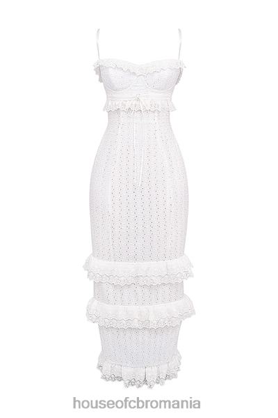 îmbrăcăminte House of CB rochie maxi eve white broderie X4F68228