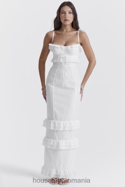 îmbrăcăminte House of CB rochie maxi eve white broderie X4F68228