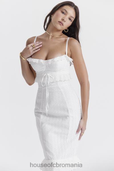 îmbrăcăminte House of CB rochie maxi eve white broderie X4F68228