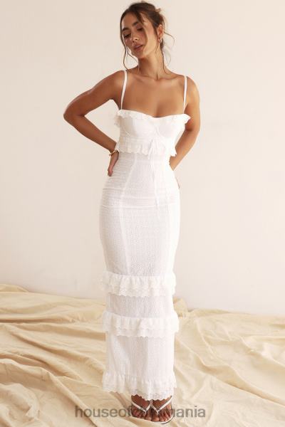 îmbrăcăminte House of CB rochie maxi eve white broderie X4F68228