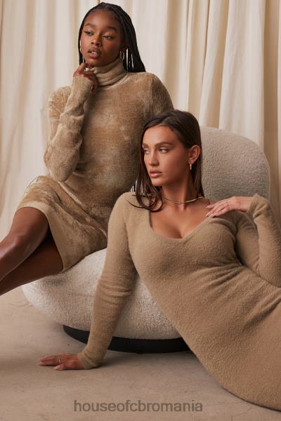 îmbrăcăminte House of CB rochie maxi fuzzy lucille camel X4F68312
