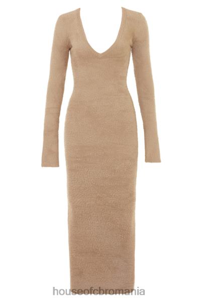 îmbrăcăminte House of CB rochie maxi fuzzy lucille camel X4F68312