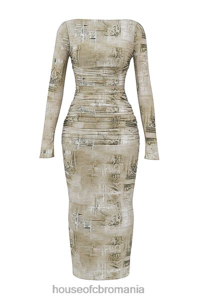 îmbrăcăminte House of CB rochie maxi lanetta pale sage imprimeu X4F68152