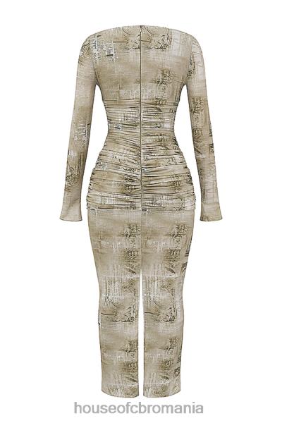 îmbrăcăminte House of CB rochie maxi lanetta pale sage imprimeu X4F68152
